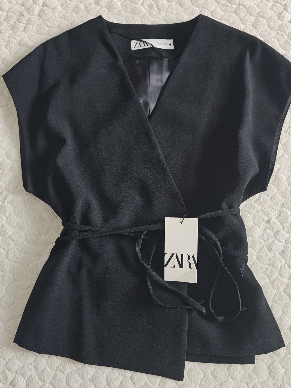 New Zara Black Asymmetrical Wrap Top Stuctured Flattering Fit